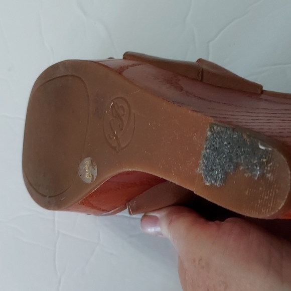 Lucky Brand Strappy Platform Wedge Size 8 M/38,Tan - Picture 12 of 16